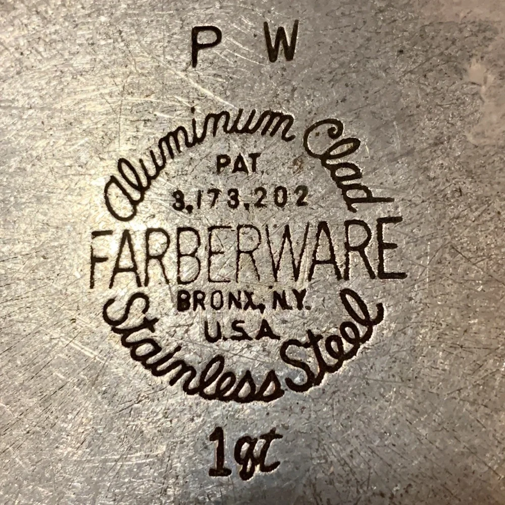Vintage Farberware aluminum clad stainless steel 1 qt sauce pan pot USA Bronx NY